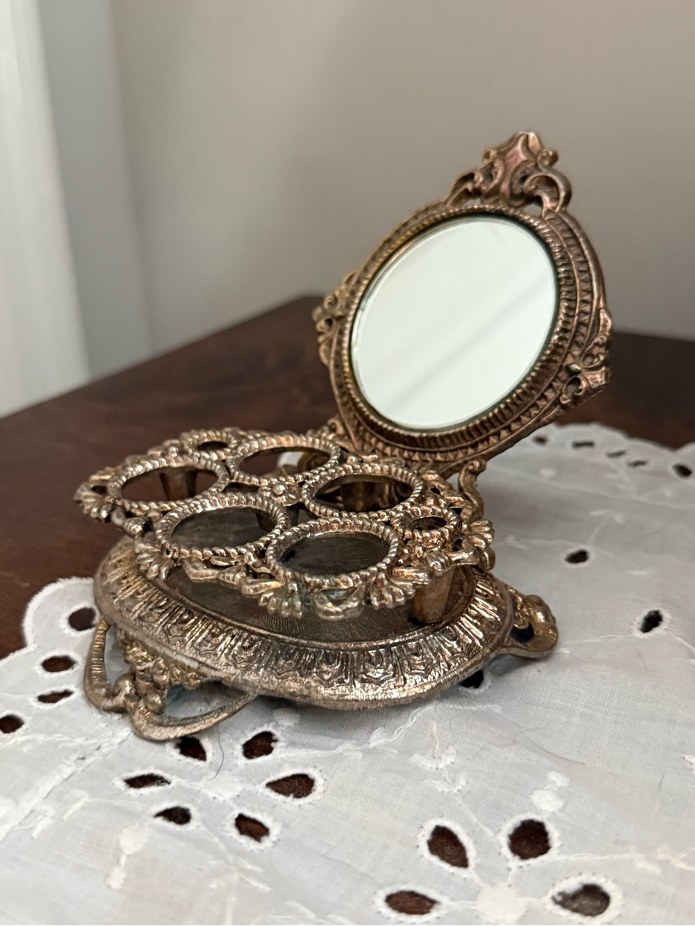 Vintage Celeste Hollywood Regency lipstick holder with mirror.